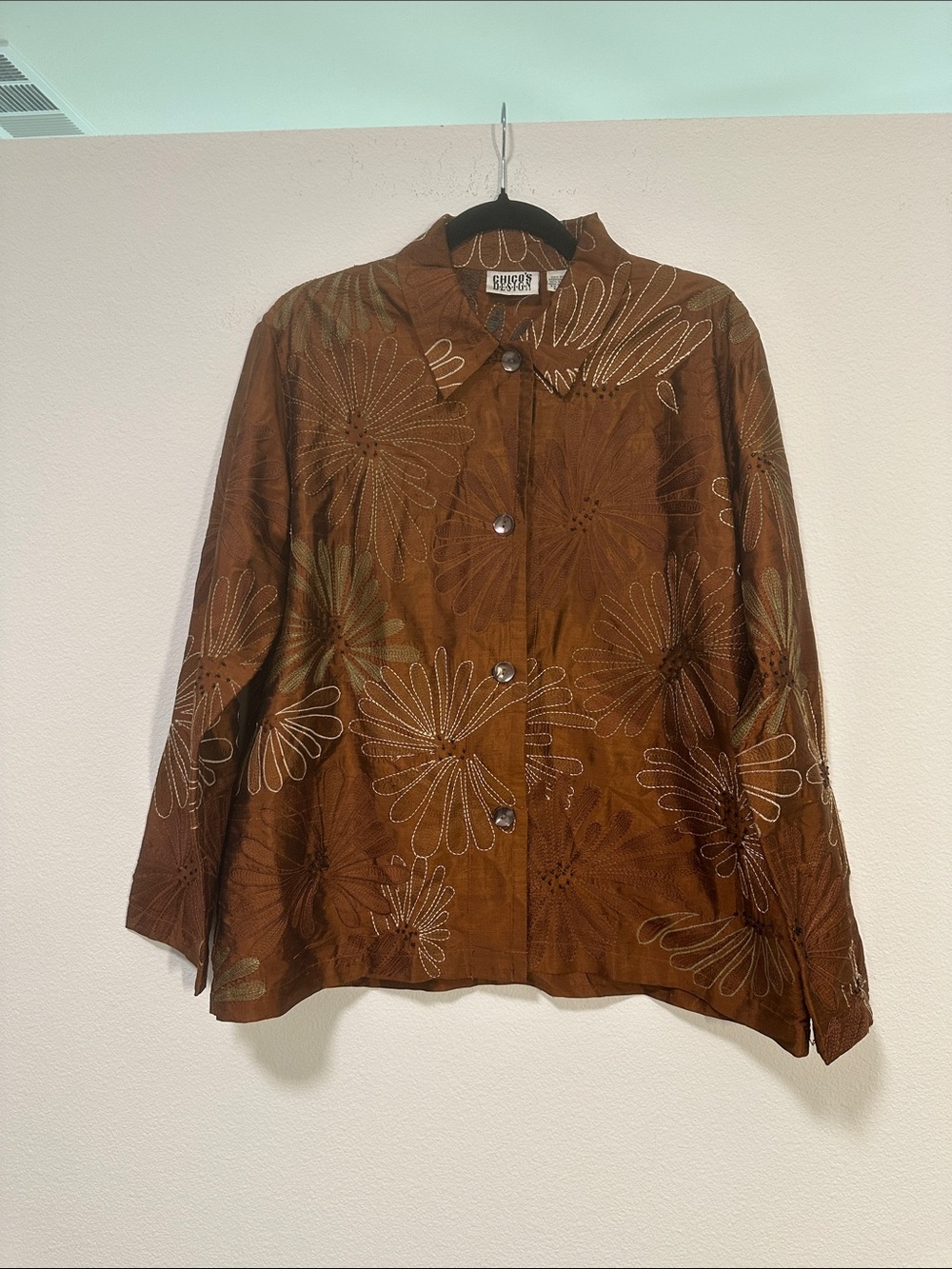 Brown Floral-Print Women's Shirt Jacket
